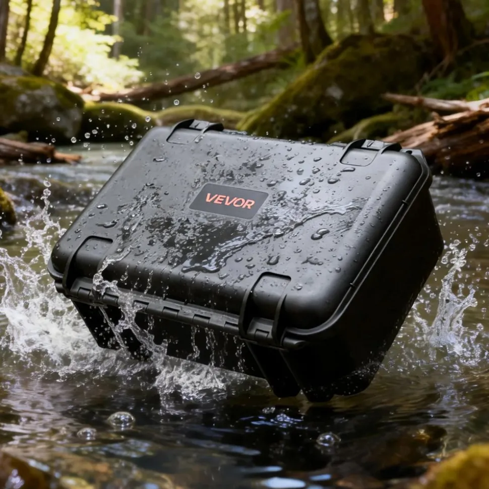 VEVOR Hard Pistol Case, Heavy Duty Hard Gun Case with XPE Foam Lining, Waterproof Pistol Storage Box with Customizable Interior & Handle for Gun, Lenses, Camera, Gear, TSA Compliant, 15.9x12.5x7.5 in