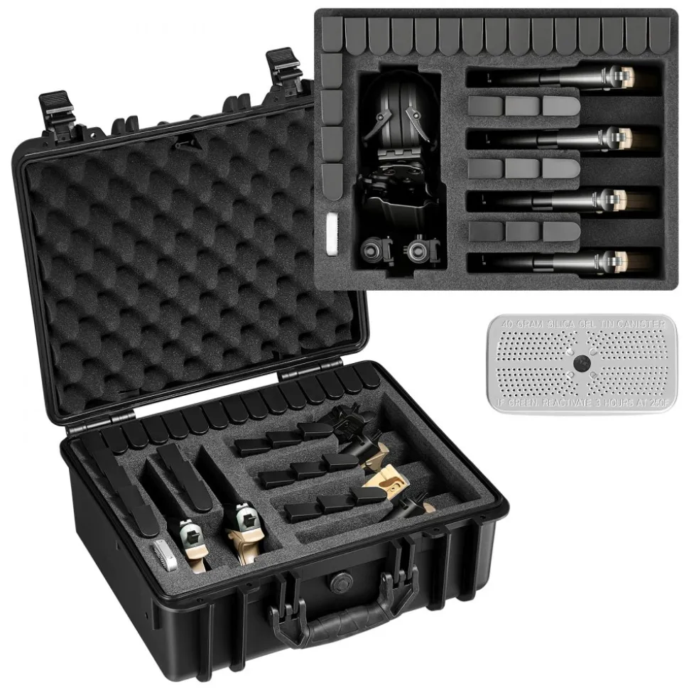 VEVOR Hard Pistol Case, Heavy Duty Hard Gun Case with XPE Foam Interior, Waterproof Pistol Storage Box with Customizable Lining & Handle for Gun, Lenses, Camera, Gear, TSA Compliant, 18.7x12.5x7.5 in