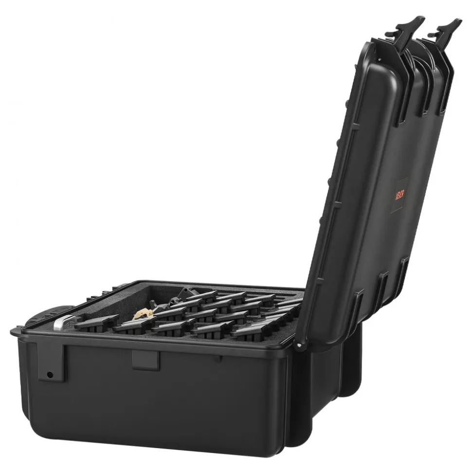 VEVOR Hard Pistol Case, Heavy Duty Hard Gun Case with XPE Foam Lining, Waterproof Pistol Storage Box with Customizable Interior & Handle for Gun, Lenses, Camera, Gear, TSA Compliant, 18.7x12.5x7.5 in