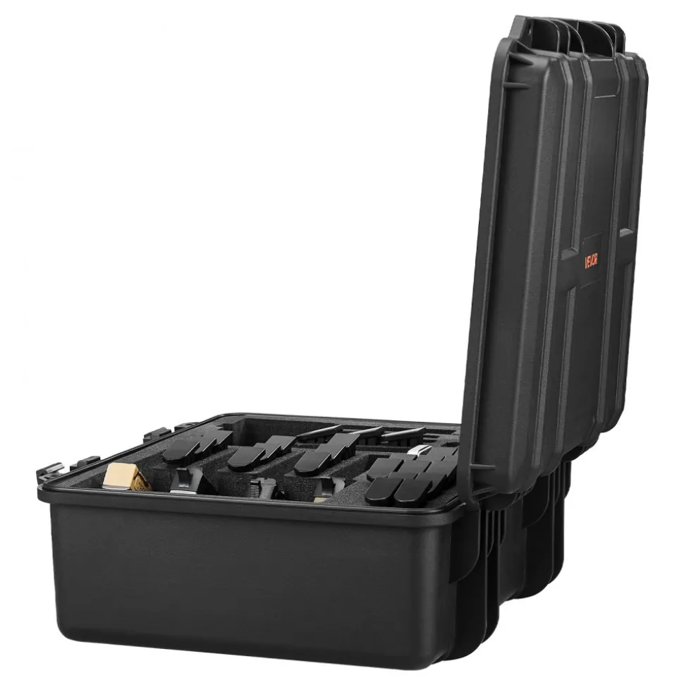 VEVOR Hard Pistol Case, Heavy Duty Hard Gun Case with XPE Foam Lining, Waterproof Pistol Storage Box with Customizable Interior & Handle for Gun, Lenses, Camera, Gear, TSA Compliant, 19.3x17.1x8.3 in
