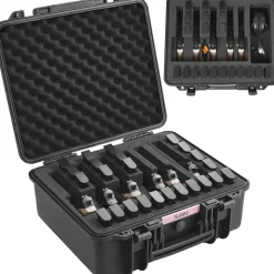 VEVOR Hard Pistol Cases with Pre-cut Lining, Waterproof & Dustproof Hard Gun Case for 6 Pistol, 19.3×17.1×8.3 in Lockable Pistol Case, Black