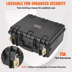VEVOR Hard Pistol Cases with Pre-cut Lining, Waterproof & Dustproof Hard Gun Case for 5 Pistol, 18.9×16.3×8.5 in Lockable Pistol Case, Black