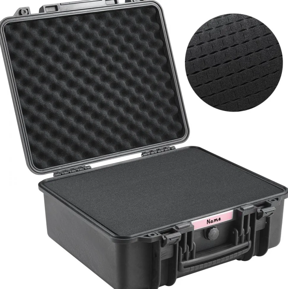 VEVOR Hard Pistol Cases with Pre-cut PU Foam, Waterproof & Dustproof Hard Gun Case for 6 Pistol, 19.3×17.1×8.3 in Lockable Pistol Case, Black
