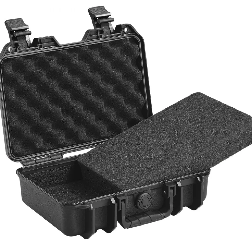 VEVOR Hard Pistol Cases with Pre-cut PU Foam, Waterproof & Dustproof Hard Gun Case for 1 Pistol, 12.59×9.01×4.4 in Lockable Pistol Case, Black