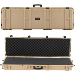VEVOR Hard Rifle Case, Lockable Rifle Case with Pre-cut Foams, 52 in Gun Storage with Wheels, Heavy Duty IP67 Waterproof & Dustproof Pistol Storage Cases for Rifles, Shotguns, Airsoft Guns, Khaki