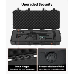 VEVOR Hard Rifle Case, Lockable Rifle Case with 4 Layers Pre-cut Foams, 36 in Gun Storage with Wheels, IP67 Waterproof & Dustproof Pistol Storage Cases for Rifles, Shotguns, Airsoft Guns, Black