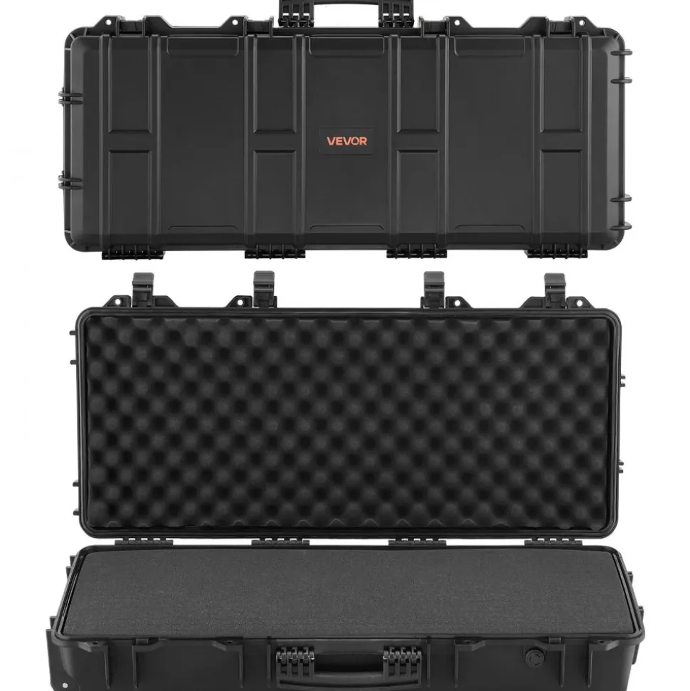 VEVOR Hard Rifle Case, Lockable Rifle Case with 4 Layers Pre-cut Foams, 36 in Gun Storage with Wheels, IP67 Waterproof & Dustproof Pistol Storage Cases for Rifles, Shotguns, Airsoft Guns, Black
