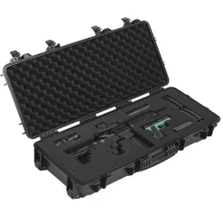 VEVOR Hard Rifle Case, Lockable Rifle Case with 4 Layers Pre-cut Foams, 36 in Gun Storage with Wheels, IP67 Waterproof & Dustproof Pistol Storage Cases for Rifles, Shotguns, Airsoft Guns, Black