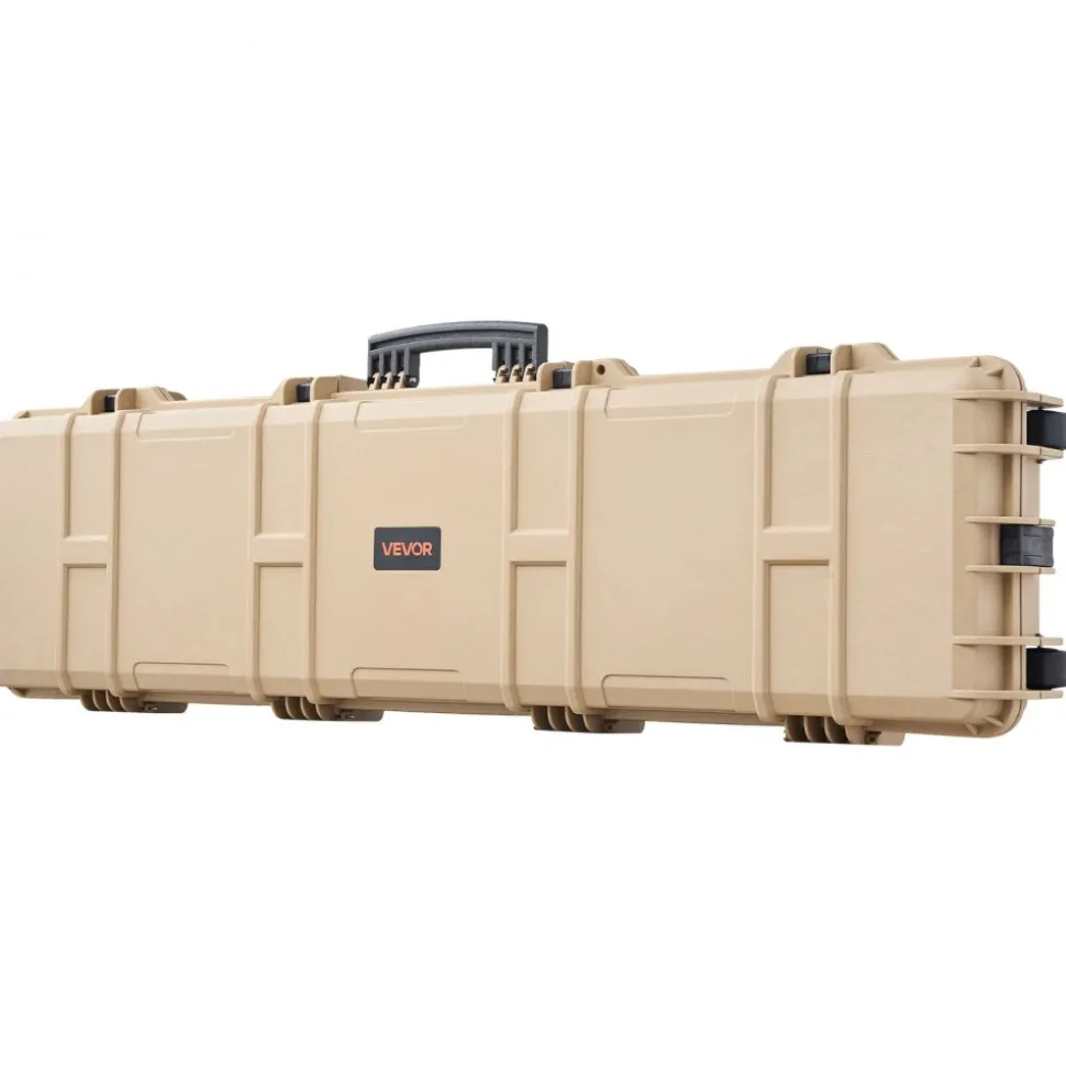 VEVOR Hard Rifle Case, Lockable Rifle Case with Pre-cut Foams, 50 in Movable Gun Storage with Wheels, IP67 Waterproof & Dustproof Pistol Storage for Rifle, Shotgun, Airsoft Gun, Khaki