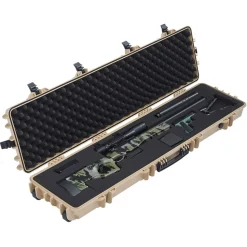 VEVOR Hard Rifle Case, Lockable Rifle Case with Pre-cut Foams, 50 in Movable Gun Storage with Wheels, IP67 Waterproof & Dustproof Pistol Storage for Rifle, Shotgun, Airsoft Gun, Khaki