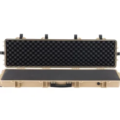 VEVOR Hard Rifle Case, Lockable Rifle Case with Pre-cut Foams, 50 in Movable Gun Storage with Wheels, IP67 Waterproof & Dustproof Pistol Storage for Rifle, Shotgun, Airsoft Gun, Khaki