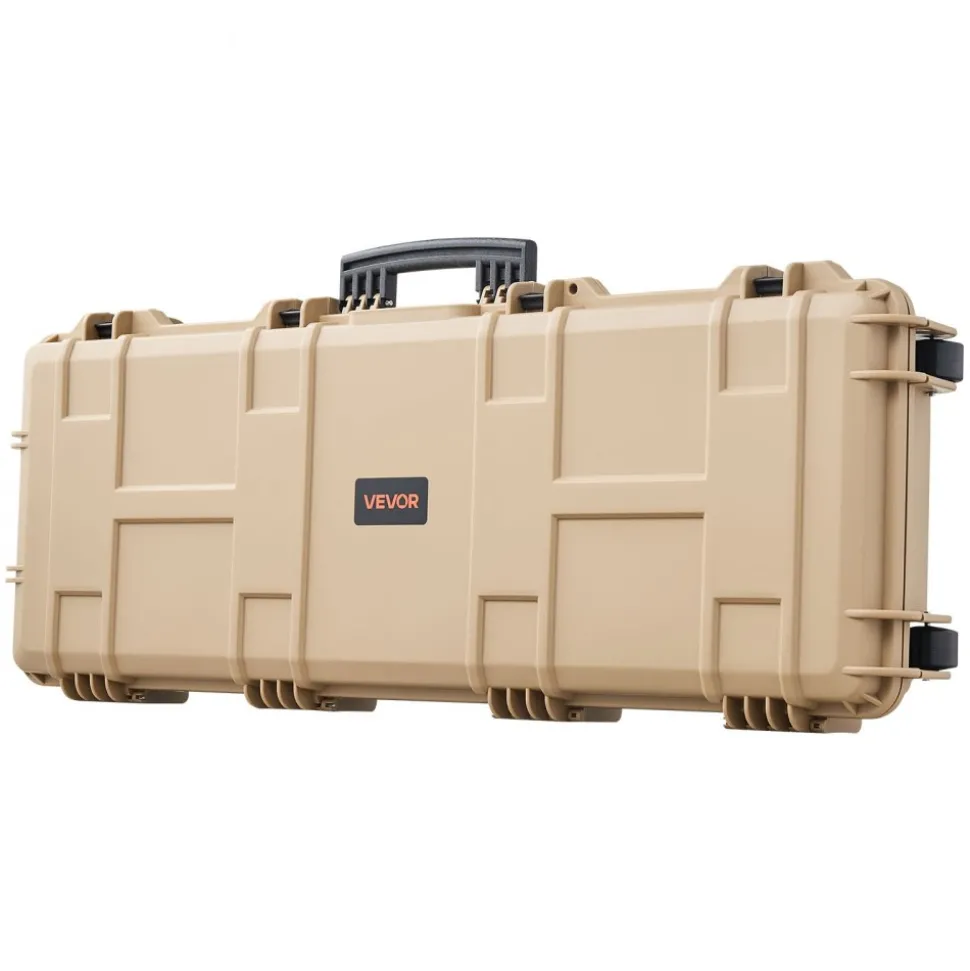 VEVOR Hard Rifle Case, Lockable Rifle Case with Pre-cut Foams, 42 in Movable Gun Storage with Wheels, IP67 Waterproof & Dustproof Pistol Storage for Rifle, Shotgun, Airsoft Gun, Khaki