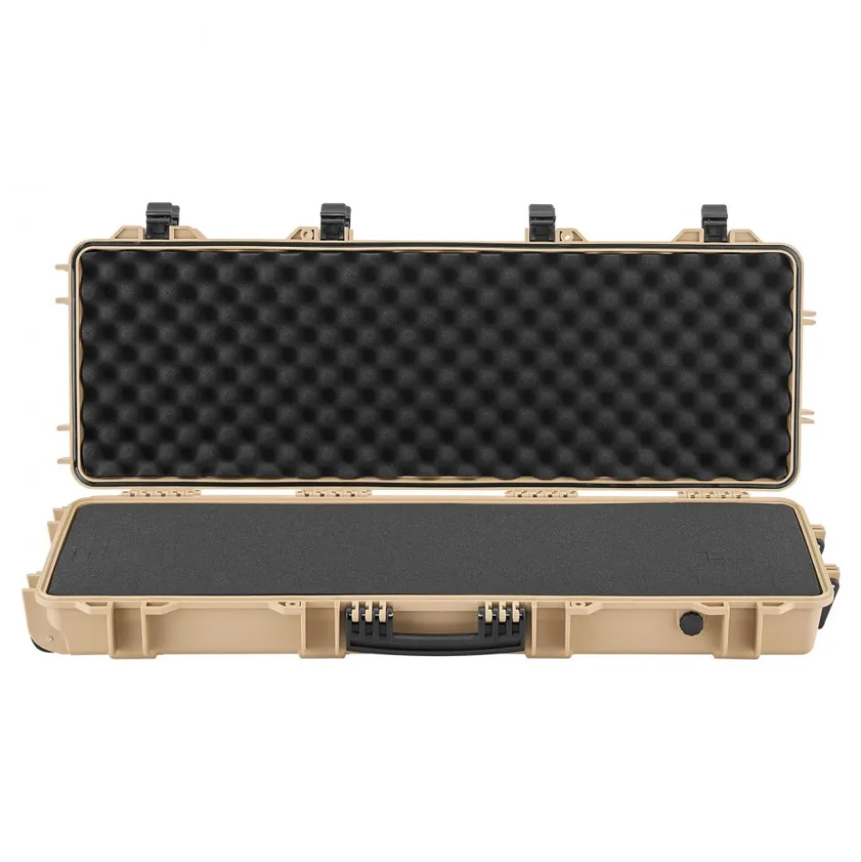 VEVOR Hard Rifle Case, Lockable Rifle Case with Pre-cut Foams, 40 in Gun Storage with Wheels, IP67 Waterproof & Dustproof Movable Large Pistol Storage for Rifles, Shotguns, Airsoft Guns, Khaki