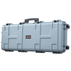 VEVOR Hard Rifle Case, Lockable Rifle Case with Pre-cut Foams, 42 in Movable Gun Storage with Wheels, IP67 Waterproof & Dustproof Pistol Storage for Rifle, Shotgun, Airsoft Gun, Grey