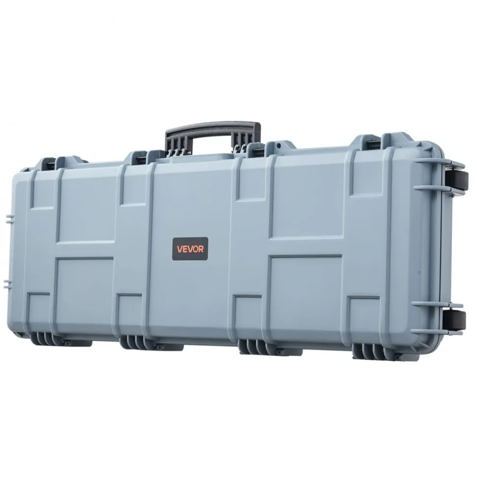 VEVOR Hard Rifle Case, Lockable Rifle Case with Pre-cut Foams, 42 in Movable Gun Storage with Wheels, IP67 Waterproof & Dustproof Pistol Storage for Rifle, Shotgun, Airsoft Gun, Grey