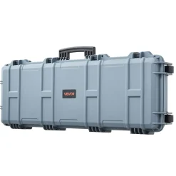 VEVOR Hard Rifle Case, Lockable Rifle Case with Pre-cut Foams, 40 in Gun Storage with Wheels, IP67 Waterproof & Dustproof Movable Large Pistol Storage for Rifles, Shotguns, Airsoft Guns, Grey