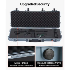 VEVOR Hard Rifle Case, Lockable Rifle Case with Pre-cut Foams, 40 in Gun Storage with Wheels, IP67 Waterproof & Dustproof Movable Large Pistol Storage for Rifles, Shotguns, Airsoft Guns, Grey