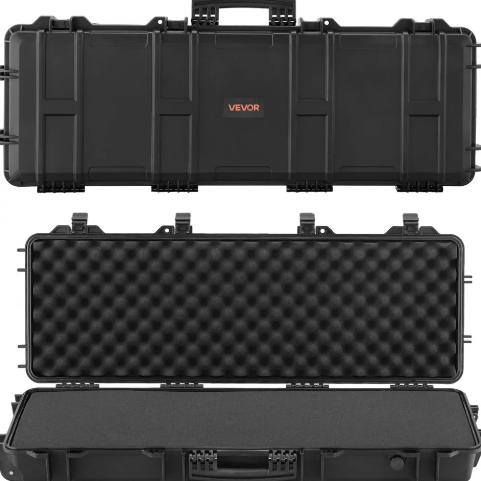 VEVOR Hard Rifle Case, Lockable Rifle Case with Pre-cut Foams, 40 in Gun Storage with Wheels, IP67 Waterproof & Dustproof Movable Large Pistol Storage for Rifles, Shotguns, Airsoft Guns, Black