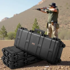 VEVOR Hard Rifle Case, Lockable Rifle Case with Pre-cut Foams, 40 in Gun Storage with Wheels, IP67 Waterproof & Dustproof Movable Large Pistol Storage for Rifles, Shotguns, Airsoft Guns, Black