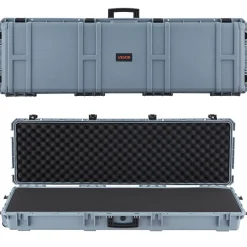 VEVOR Hard Rifle Case, Lockable Rifle Case with Pre-cut Foams, 52 in Gun Storage with Wheels, Heavy Duty IP67 Waterproof & Dustproof Pistol Storage Cases for Rifles, Shotguns, Airsoft Guns, Grey
