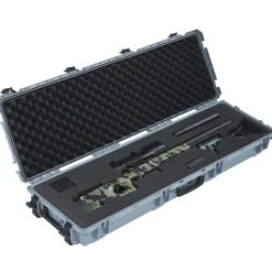 VEVOR Hard Rifle Case, Lockable Rifle Case with Pre-cut Foams, 52 in Gun Storage with Wheels, Heavy Duty IP67 Waterproof & Dustproof Pistol Storage Cases for Rifles, Shotguns, Airsoft Guns, Grey