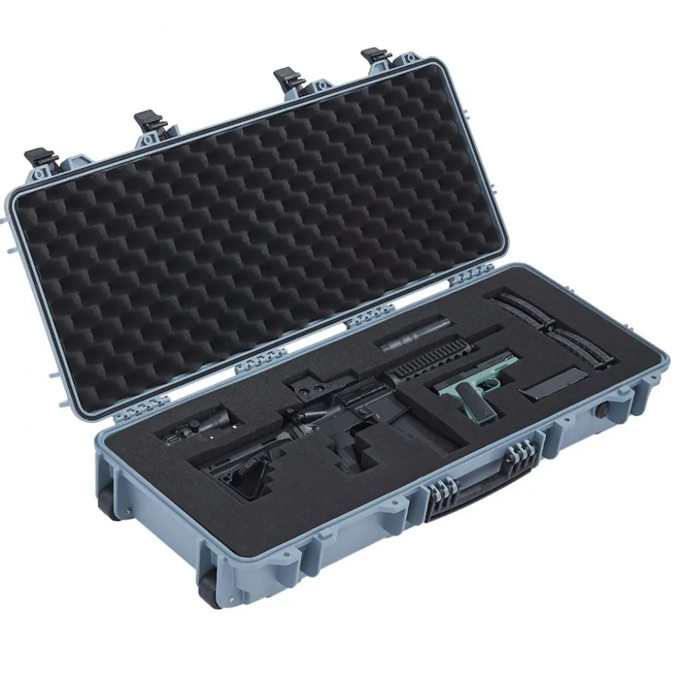VEVOR Hard Rifle Case, Lockable Rifle Case with Pre-cut Foams, 52 in Gun Storage with Wheels, Heavy Duty IP67 Waterproof & Dustproof Pistol Storage Cases for Rifles, Shotguns, Airsoft Guns, Black