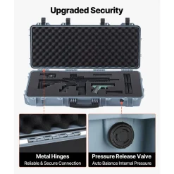 VEVOR Hard Rifle Case, Lockable Rifle Case with Pre-cut Foams, 52 in Gun Storage with Wheels, Heavy Duty IP67 Waterproof & Dustproof Pistol Storage Cases for Rifles, Shotguns, Airsoft Guns, Black