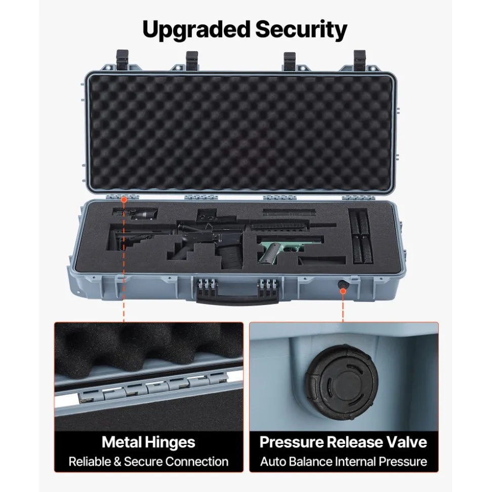 VEVOR Hard Rifle Case, Lockable Rifle Case with Pre-cut Foams, 52 in Gun Storage with Wheels, Heavy Duty IP67 Waterproof & Dustproof Pistol Storage Cases for Rifles, Shotguns, Airsoft Guns, Black