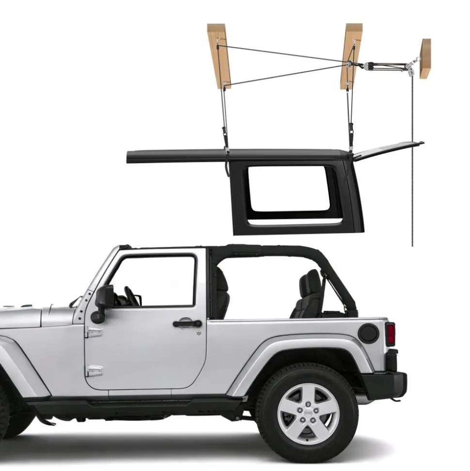 VEVOR Hard Top Remover Lift, 220 lbs, Jeep Hardtop Removal Storage Roof Hoist with Anti-Drop System, Easy One-Person Operation, Supports 8-16 in Ceiling, for 2-Door & 4-Door Jeep Wrangler JK JL & Ford