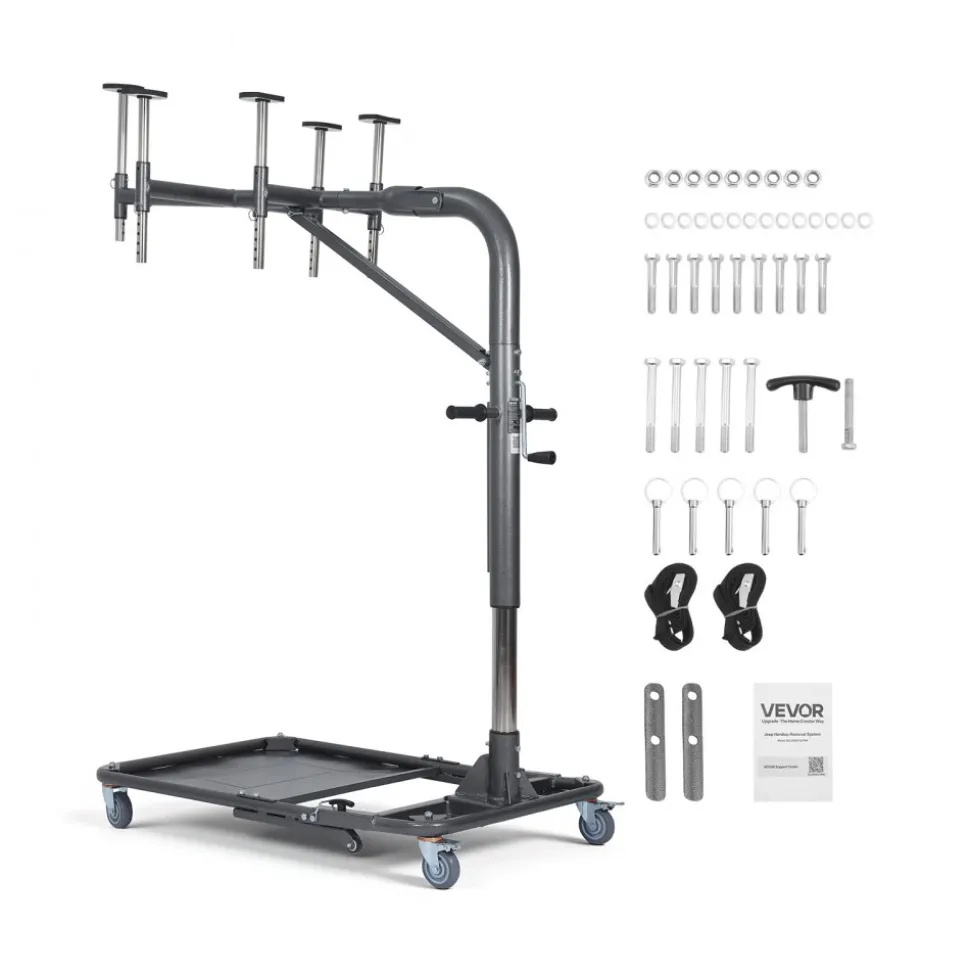VEVOR Hard Top Remover Lift, 220 lbs, Foldable Jeep Hardtop Removal and Storage System, Easy One-Person Operation, Adjustable Height, for Jeep Wrangler YJ, TJ, JK, JL, 4XE, Ford Bronco 4 Door & 6 Gen+