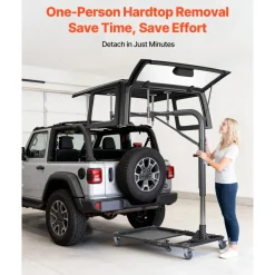 VEVOR Hard Top Remover Lift, 220 lbs, Foldable Jeep Hardtop Removal and Storage System, Easy One-Person Operation, Adjustable Height, for Jeep Wrangler YJ, TJ, JK, JL, 4XE, Ford Bronco 4 Door & 6 Gen+