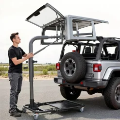 VEVOR Hard Top Remover Lift, 220 lbs, Foldable Jeep Hardtop Removal and Storage System, Easy One-Person Operation, Adjustable Height, for Jeep Wrangler YJ, TJ, JK, JL, 4XE, Ford Bronco 4 Door & 6 Gen+