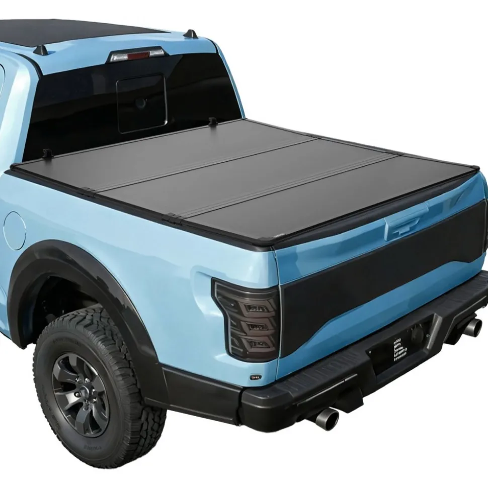 VEVOR Hard Tri-Fold Truck Bed Tonneau Cover, Compatible with 2015-2026 Ford F150 5.5 ft (67.1 in) Bed, Waterproof Folding Truck Tonneau Cover with Heavy-Duty Fiberglass and Aluminum Alloy Support Bar