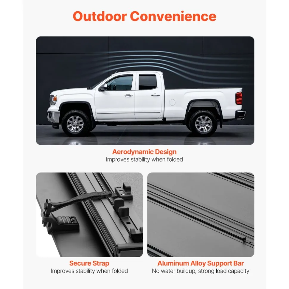 VEVOR Hard Tri-Fold Truck Bed Tonneau Cover, Compatible with 2019-2025 Chevy/GMC Silverado/Sierra 1500 5.8 ft (70 in) Bed with MultiPro/Flex Tailgate (Not Fit CarbonPro), Waterproof Low-Profile Cover