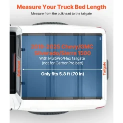 VEVOR Hard Tri-Fold Truck Bed Tonneau Cover, Compatible with 2019-2025 Chevy/GMC Silverado/Sierra 1500 5.8 ft (70 in) Bed with MultiPro/Flex Tailgate (Not Fit CarbonPro), Waterproof Low-Profile Cover