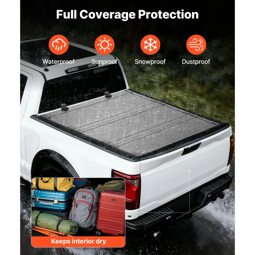 VEVOR Hard Tri-Fold Truck Bed Tonneau Cover, Compatible with 2019-2025 Chevy/GMC Silverado/Sierra 1500 5.8 ft (70 in) Bed with MultiPro/Flex Tailgate (Not Fit CarbonPro), Waterproof Low-Profile Cover