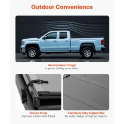 VEVOR Hard Tri-Fold Truck Bed Tonneau Cover, Compatible with 2022-2026 Toyota Tundra with OE Track System 5.6 ft (66.7 in) Bed, Waterproof Hard Folding Truck Tonneau Cover, Aluminum Alloy Support Bar