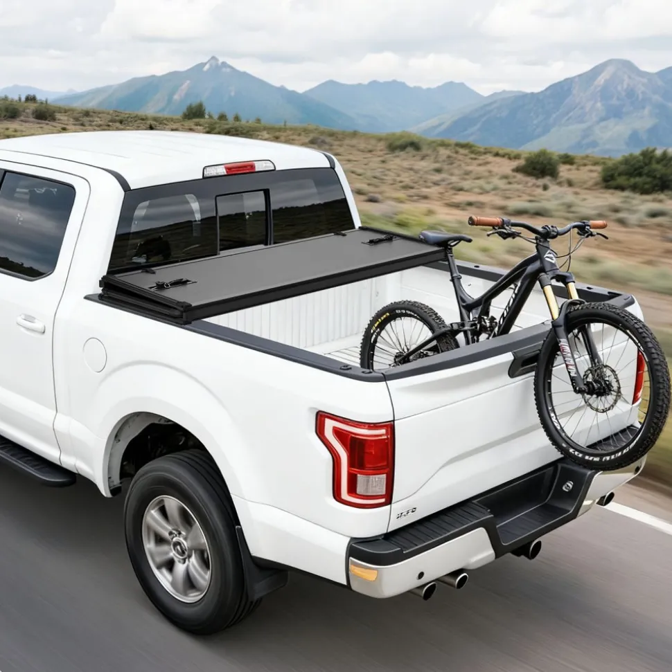 VEVOR Hard Tri-Fold Truck Bed Tonneau Cover, Compatible with 2007-2026 Chevy Silverado/GMC Sierra 1500 5.8 ft (69.3 in) Short Box (No CarbonPro Bed), Waterproof Fiberglass Folding Truck Tonneau Cover