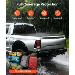 VEVOR Hard Tri-Fold Truck Bed Tonneau Cover, Compatible with 2019-2026 Dodge Ram 1500 (Incl. Classic & New) 6.4 ft (76.3 in) Bed Without Rambox (Not Fit Split Tailgate), Waterproof Folding Truck Cover
