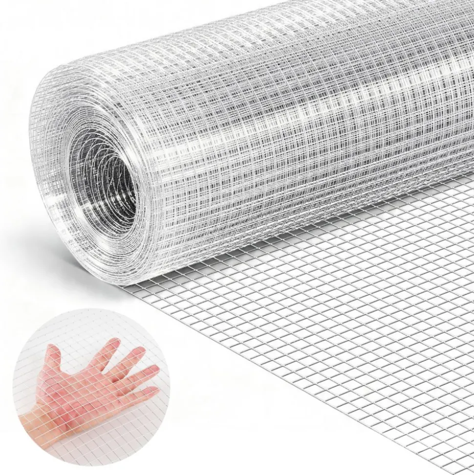 VEVOR Hardware Cloth 1/4 inch 48 inch x 50 ft 23 Gauge Chicken Wire Fence, Hot-Dip Galvanized After Welding Metal Wire Mesh Roll, Garden Plant Welded Fencing Roll Supports Poultry Netting Cage Fence