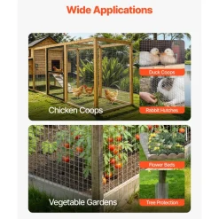 VEVOR Hardware Cloth 1/4 inch 48 inch x 50 ft 23 Gauge Chicken Wire Fence, Hot-Dip Galvanized After Welding Metal Wire Mesh Roll, Garden Plant Welded Fencing Roll Supports Poultry Netting Cage Fence