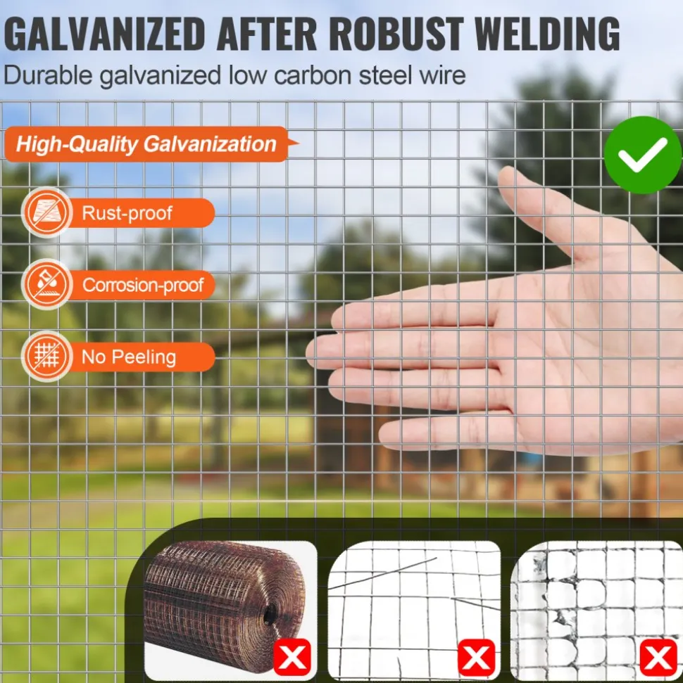 VEVOR Hardware Cloth, 1/2 inch 24in x 25 ft 19 Gauge, Hot Dipped Galvanized Wire Mesh Roll, Chicken Wire Fencing, Wire Mesh for Rabbit Cages, Garden, Small Rodents