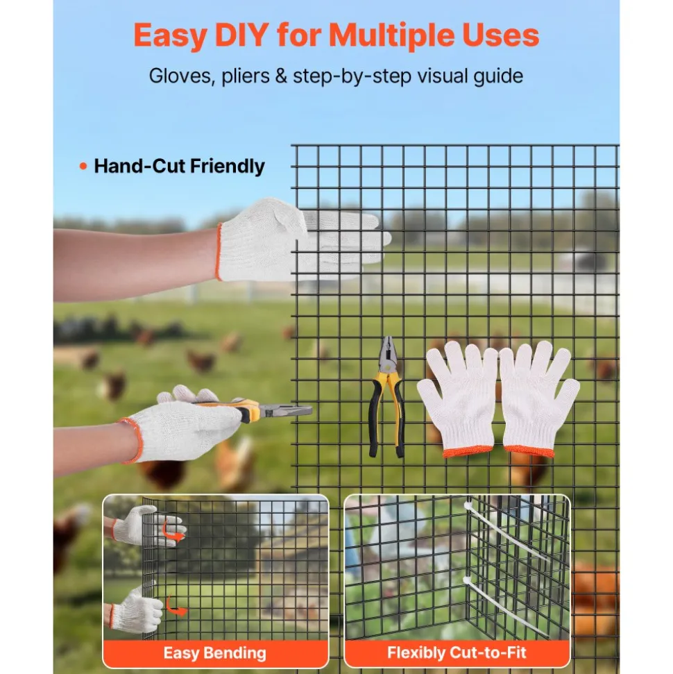 VEVOR Hardware Cloth 24 in x 50 ft, 1/2 in 19 Gauge Galvanized Wire Mesh Roll, Weather-Resistant Vinyl Coated Chicken Wire Fencing, Heavy Duty Welded Garden Plant Fencing for Rabbit Cage Snake Fence