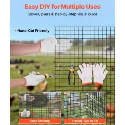 VEVOR Hardware Cloth 72 in x 50 ft, 1/2 in 19 Gauge Galvanized Wire Mesh Roll, Weather-Resistant Vinyl Coated Chicken Wire Fencing, Heavy Duty Welded Garden Plant Fencing for Rabbit Cage Snake Fence