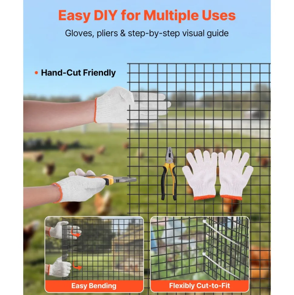 VEVOR Hardware Cloth 72 in x 50 ft, 1/2 in 19 Gauge Galvanized Wire Mesh Roll, Weather-Resistant Vinyl Coated Chicken Wire Fencing, Heavy Duty Welded Garden Plant Fencing for Rabbit Cage Snake Fence