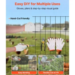 VEVOR Hardware Cloth 24 in x 25 ft, 2 x 3 in Mesh 16 Gauge Galvanized Wire Mesh Roll, Weather-Resistant Vinyl Coated Chicken Wire Fencing, Heavy Duty Welded Garden Plant Fencing for Rabbit Cage Snake