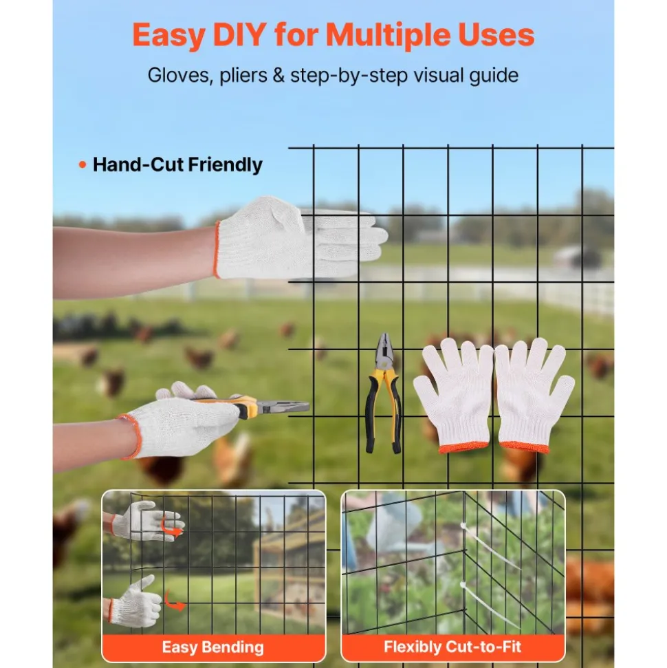 VEVOR Hardware Cloth 24 in x 25 ft, 2 x 3 in Mesh 16 Gauge Galvanized Wire Mesh Roll, Weather-Resistant Vinyl Coated Chicken Wire Fencing, Heavy Duty Welded Garden Plant Fencing for Rabbit Cage Snake