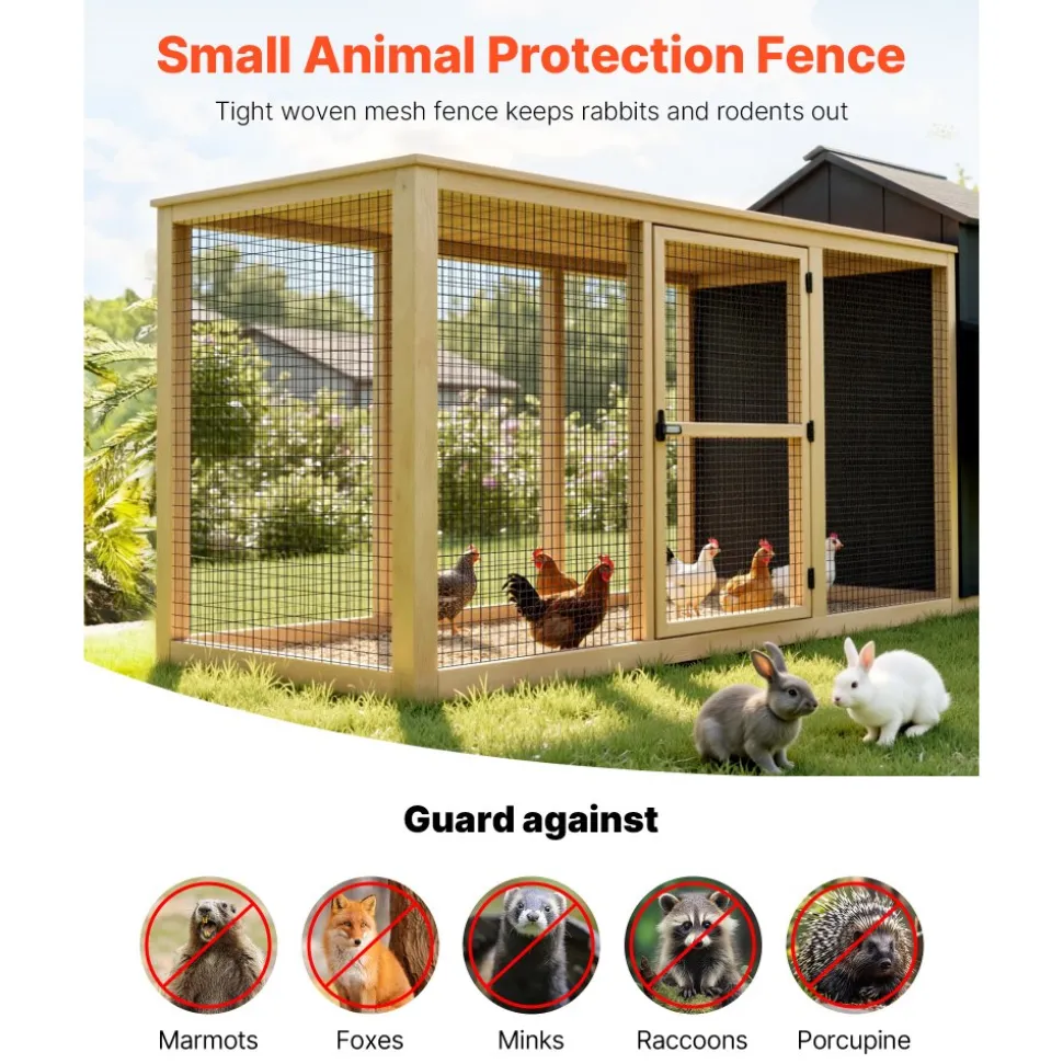 VEVOR Hardware Cloth 24 in x 25 ft, 2 x 3 in Mesh 16 Gauge Galvanized Wire Mesh Roll, Weather-Resistant Vinyl Coated Chicken Wire Fencing, Heavy Duty Welded Garden Plant Fencing for Rabbit Cage Snake