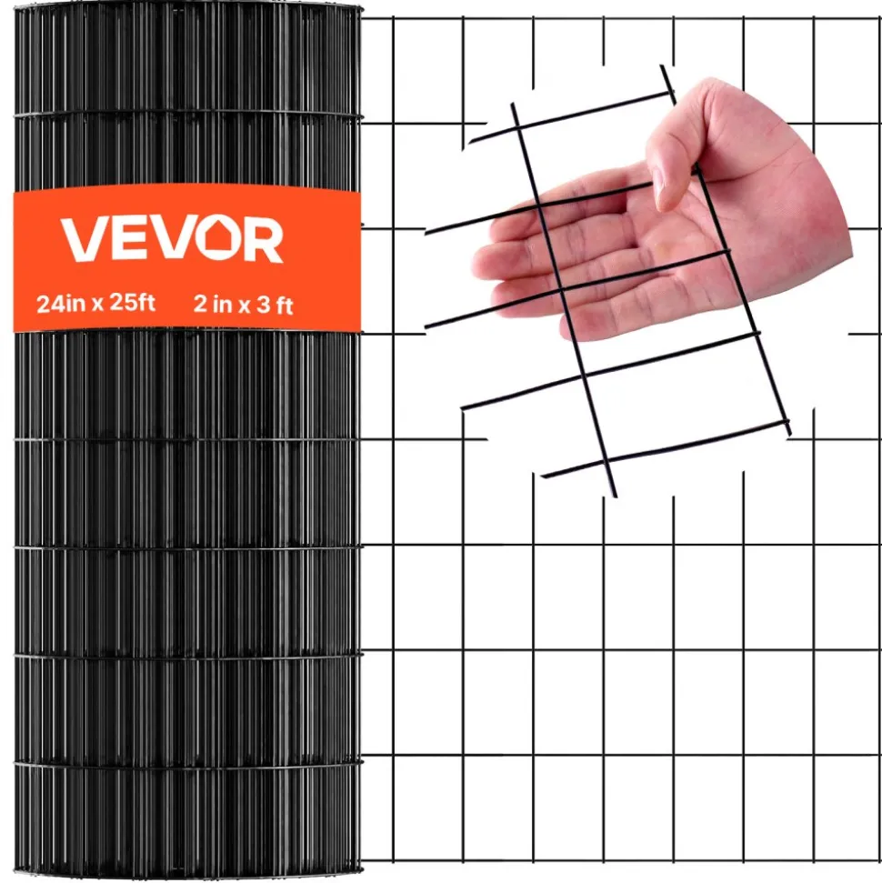 VEVOR Hardware Cloth 24 in x 25 ft, 2 x 3 in Mesh 16 Gauge Galvanized Wire Mesh Roll, Weather-Resistant Vinyl Coated Chicken Wire Fencing, Heavy Duty Welded Garden Plant Fencing for Rabbit Cage Snake