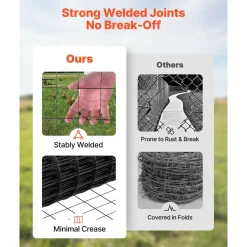 VEVOR Hardware Cloth 24 in x 25 ft, 2 x 3 in Mesh 16 Gauge Galvanized Wire Mesh Roll, Weather-Resistant Vinyl Coated Chicken Wire Fencing, Heavy Duty Welded Garden Plant Fencing for Rabbit Cage Snake